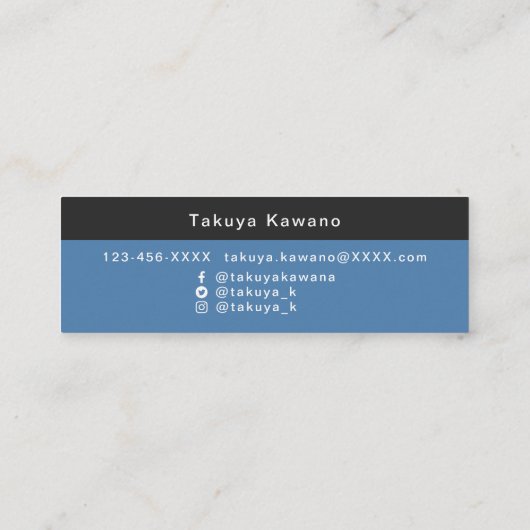 Foto Afstuderen Blue Black Mini Visitekaartje (Achterkant)