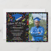 Foto Afstuderen Blue Pet Confetti Class of Party Kaart (Voorkant)