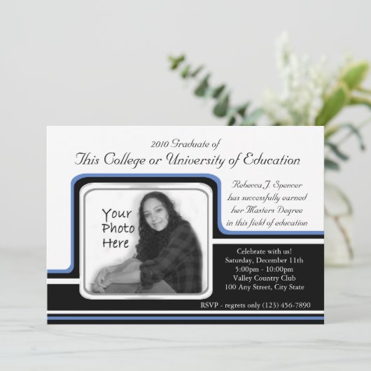 Foto Afstuderen/Blue Stripe Kaart (Staand voorkant)