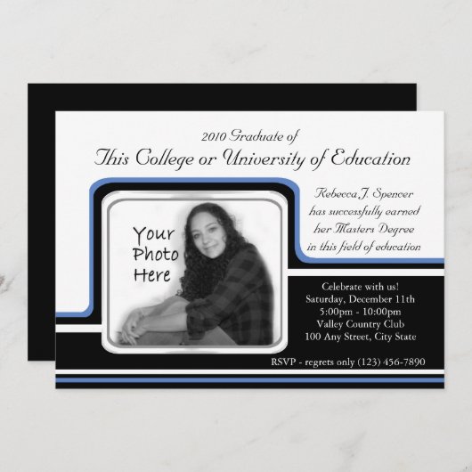 Foto Afstuderen/Blue Stripe Kaart (Voorkant / Achterkant)