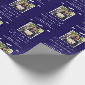 Foto Afstuderen Cap Diploma Gefeliciteerd, blauw Cadeaupapier (Hoek)