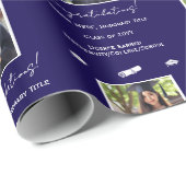 Foto Afstuderen Cap Diploma Gefeliciteerd, blauw Cadeaupapier (Rol Hoek)