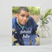 Foto afstuderen Celebration Stars Script Kaart (Staand voorkant)