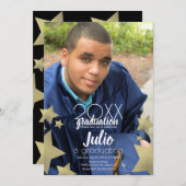 Foto afstuderen Celebration Stars Script Kaart (Voorkant / Achterkant)