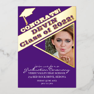 Foto Afstuderen Ceremony School Colors Folie Uitnodiging