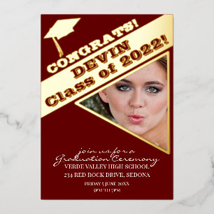 Foto Afstuderen Ceremony School Colors Folie Uitnodiging