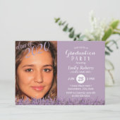 Foto Afstuderen Classy Lavender Floral Paars Kaart (Staand voorkant)