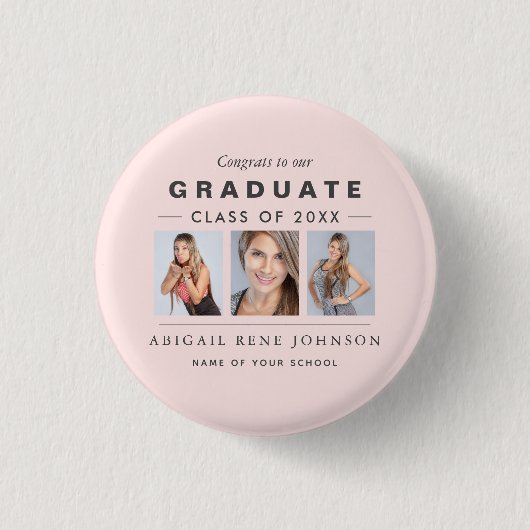 Foto Afstuderen Collage Afstuderen Lichtroze Ronde Button 3,2 Cm (Voorkant)