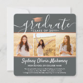 Foto Afstuderen Collage Gray en Faux Copper Aankondiging (Voorkant)