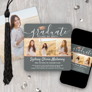 Foto Afstuderen Collage Gray en Faux Copper Aankondiging