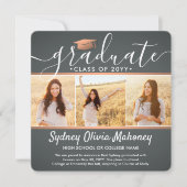 Foto Afstuderen Collage Gray en Faux Copper Aankondiging (Voorkant)