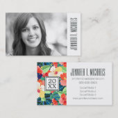 Foto Afstuderen | Colorful Hibiscus Pattern Contactkaartje (Voorkant / Achterkant)