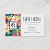Foto Afstuderen | Colorful Hibiscus Pattern Contactkaartje (Achterkant)