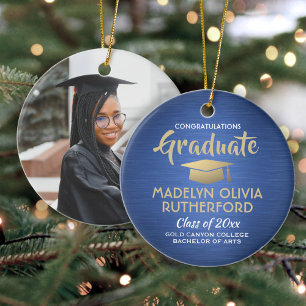 Foto Afstuderen-congraten geborsteld Blauw Gold Wh Keramisch Ornament