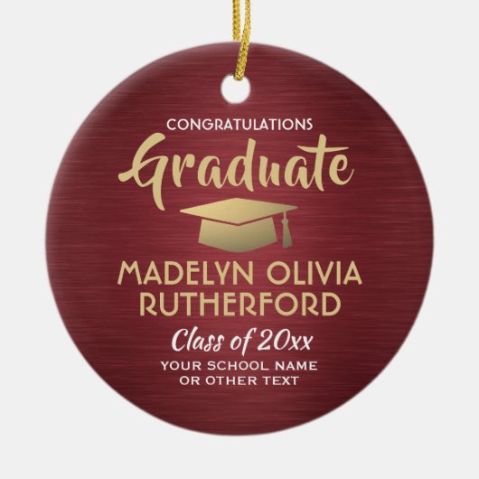 Foto-Afstuderen-congraten geborsteld Bourgogne & G Keramisch Ornament (Voorkant)