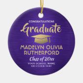 Foto-Afstuderen-congraten geborsteld Paars en goud Keramisch Ornament (Voorkant)