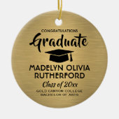 Foto-Afstuderen-congraten geborsteld zwart en goud Keramisch Ornament (Voorkant)