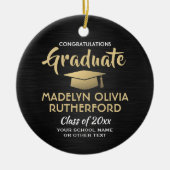 Foto Afstuderen-congraten geborsteld zwart Gold Wh Keramisch Ornament (Voorkant)