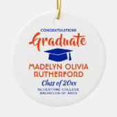 Foto Afstuderen Congrates Oranje en Blue Keramisch Ornament (Voorkant)