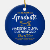 Foto Afstuderen Congrates Royal Blue Gold Yellow Keramisch Ornament (Voorkant)