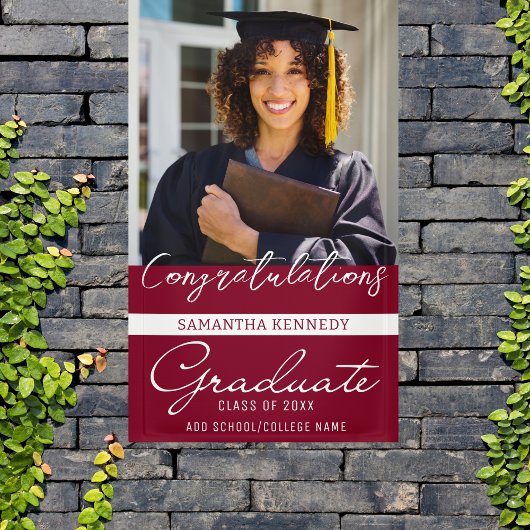 Foto Afstuderen Congrats Afstudeerder 2023 Burgund Spandoek