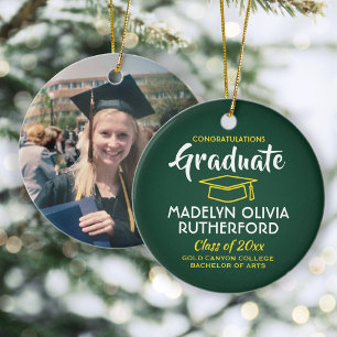 Foto Afstuderen Congrats Green Gold Yellow White Keramisch Ornament