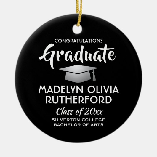 Foto Afstuderen Congrats Modern Black and White Keramisch Ornament (Voorkant)