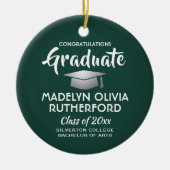 Foto Afstuderen Congrats Modern Green and White Keramisch Ornament (Voorkant)