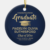 Foto Afstuderen Congrats Modern Navy Blue & Gold Keramisch Ornament (Voorkant)