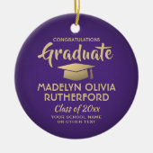 Foto Afstuderen Congrats Modern Paars and Gold Keramisch Ornament (Voorkant)