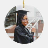 Foto Afstuderen Congrats Modern Paars and Gold Keramisch Ornament (Achterkant)