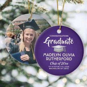 Foto Afstuderen Congrats Modern Paars and White Keramisch Ornament