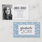 Foto Afstuderen | Cute Sailboat Pattern Contactkaartje (Voorkant / Achterkant)