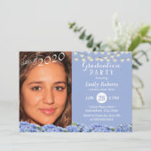 Foto Afstuderen Elegant Blue Hydrangea Floral Kaart (Staand voorkant)