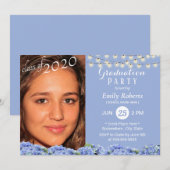 Foto Afstuderen Elegant Blue Hydrangea Floral Kaart (Voorkant / Achterkant)