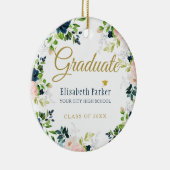 Foto afstuderen elegant gold script class jaar keramisch ornament (Rechts)