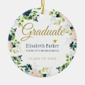 Foto afstuderen elegant gold script class jaar keramisch ornament (Voorkant)