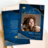 Foto Afstuderen Elegant Navy Blue aankondiging