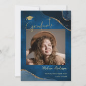 Foto Afstuderen Elegant Navy Blue aankondiging (Voorkant)