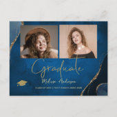 Foto Afstuderen Elegant Navy Blue aankondiging Briefkaart (Voorkant)