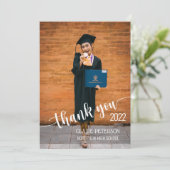 Foto Afstuderen Elegant Script Hartelijk dank Bedankkaart (Staand voorkant)