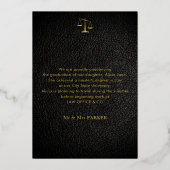 Foto afstuderen formeel afstuderen zwart goud folie uitnodiging (Achterkant)