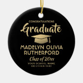 Foto Afstuderen Gefacriteerd Modern Black en Gold Keramisch Ornament (Voorkant)