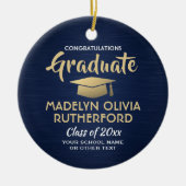 Foto-Afstuderen-gegoten marinegoudwitte Keramisch Ornament (Voorkant)