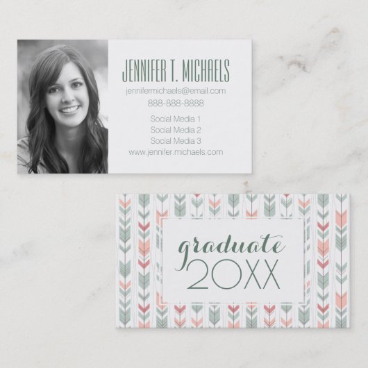 Foto Afstuderen | Geometrische Retrostijl Contactkaartje (Voorkant / Achterkant)