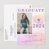 Foto afstuderen girale afstuderen aankondiging briefkaart (Voorkant / Achterkant)