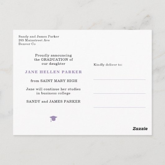 Foto afstuderen girale afstuderen aankondiging briefkaart (Achterkant)