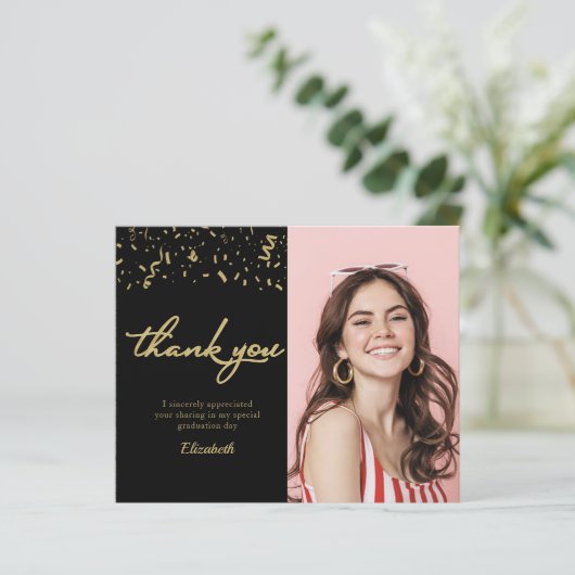 Foto Afstuderen Gold Black Budget Hartelijk dank (Staand voorkant)