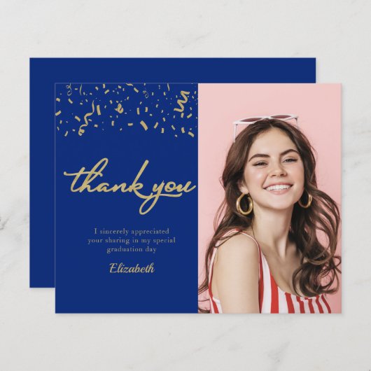 Foto Afstuderen Gold Blue Budget Hartelijk dank (Voorkant / Achterkant)