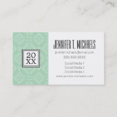 Foto Afstuderen | Green Damask Pattern Contactkaartje (Achterkant)